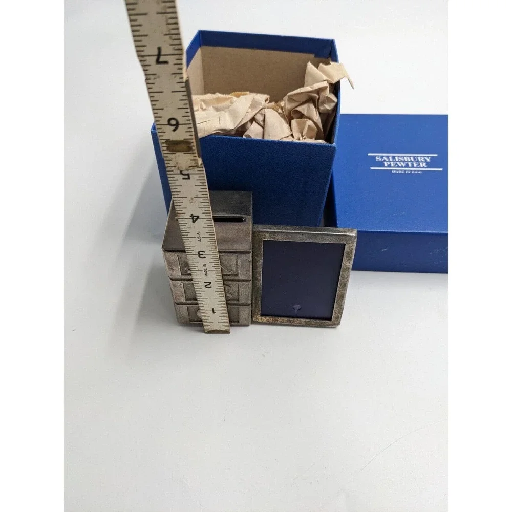 Salisbury Pewter Toy Blocks Bank and Photo Frame Set For New‎ Baby IOB